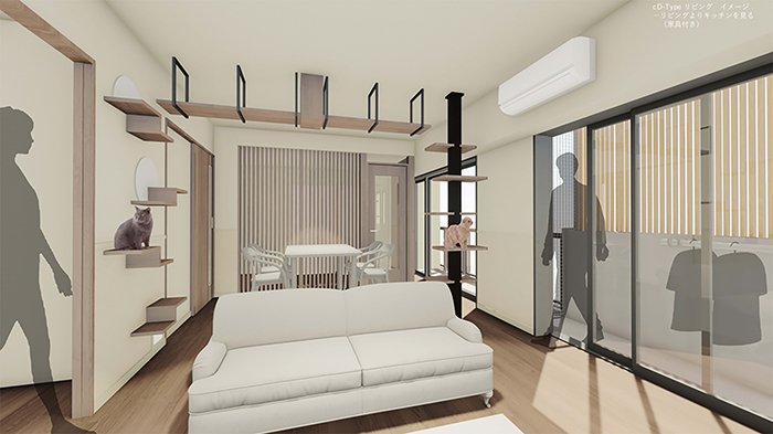 メゾン ド タカヤのリビングとバルコニーのイメージ